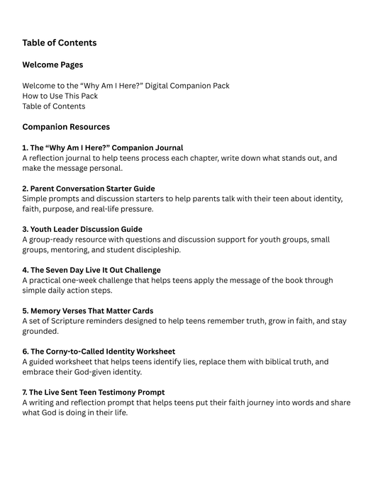 The “Why Am I Here?” Digital Companion Pack