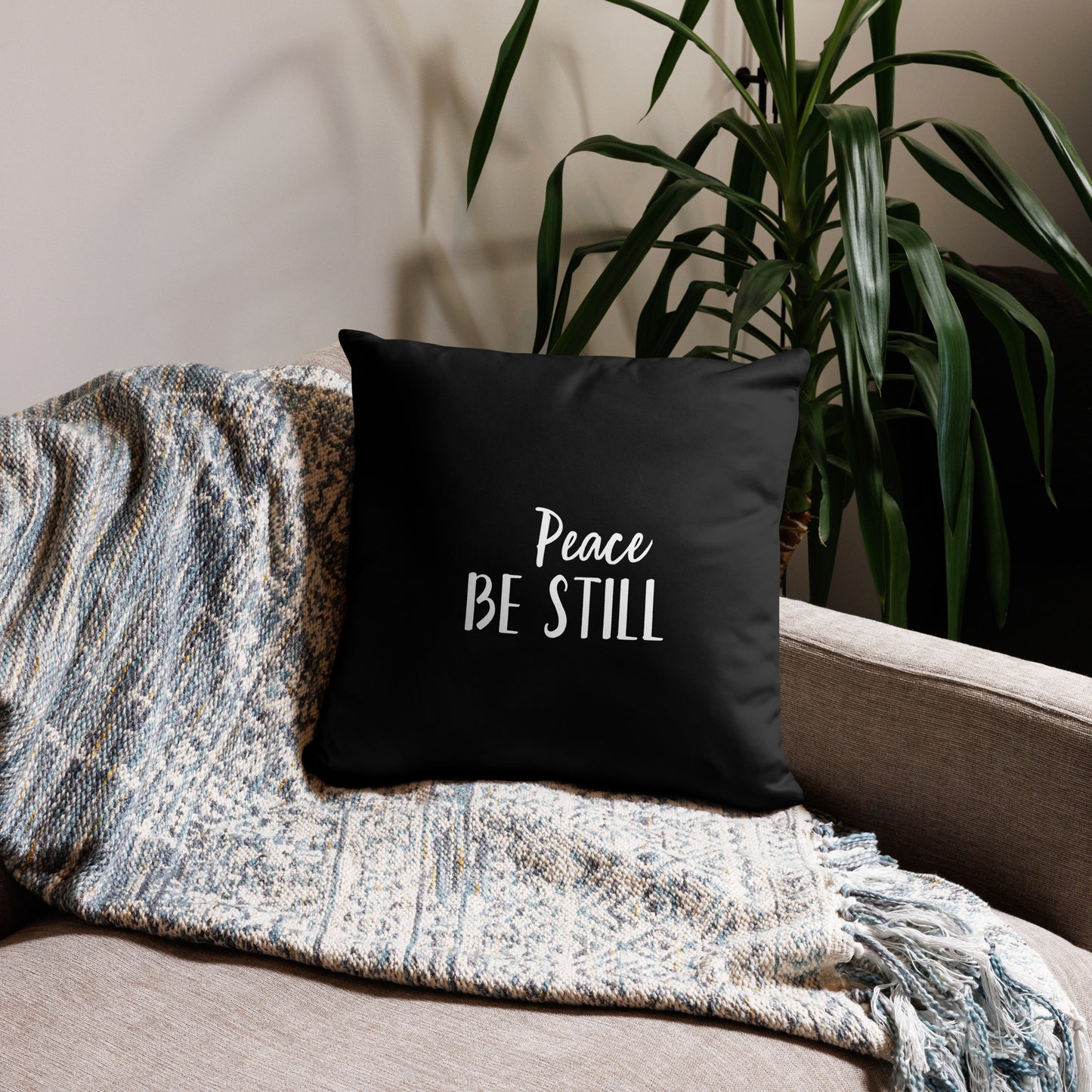 "Peace Be Still" B&W Accent Pillow - 2 Sizes