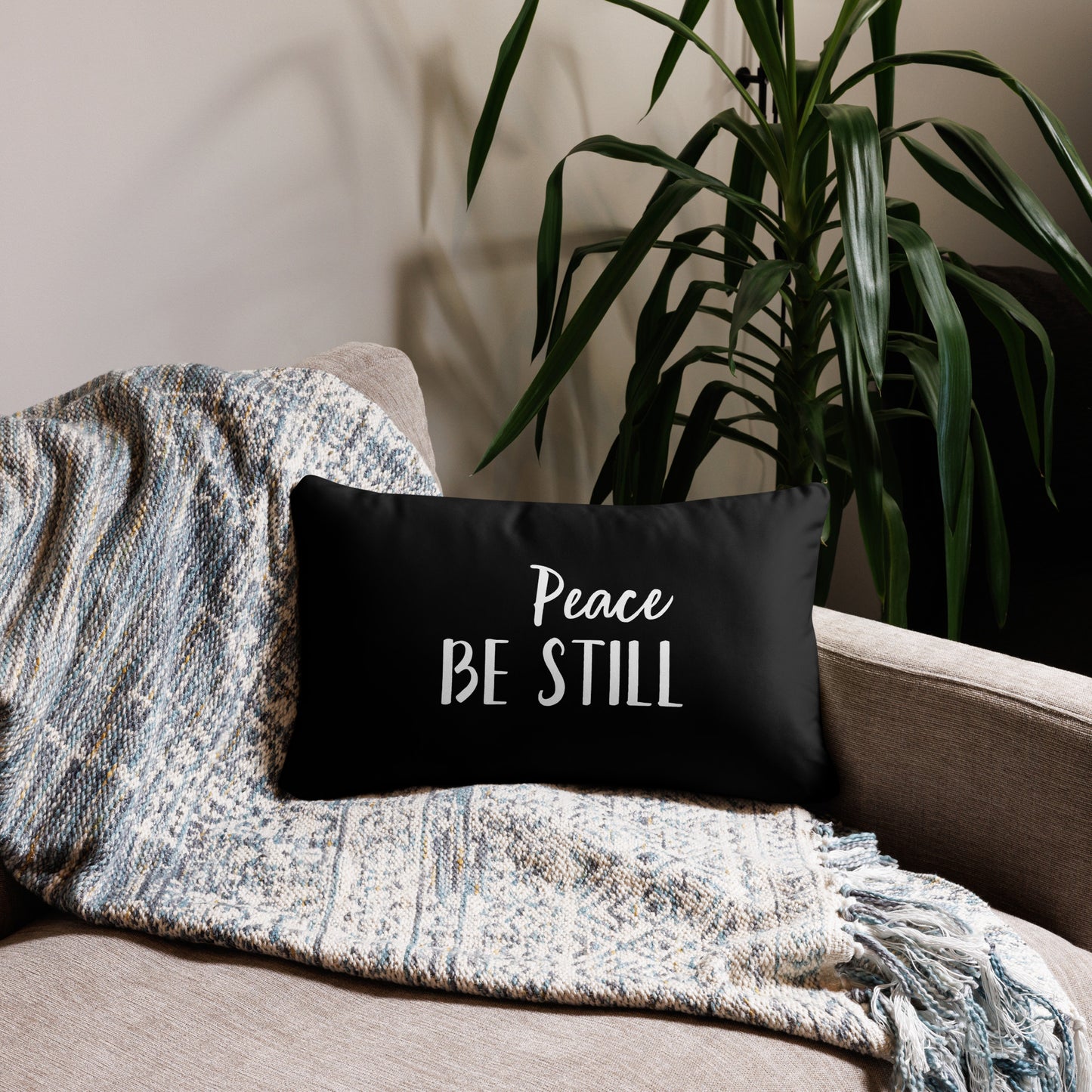 "Peace Be Still" B&W Accent Pillow - 2 Sizes