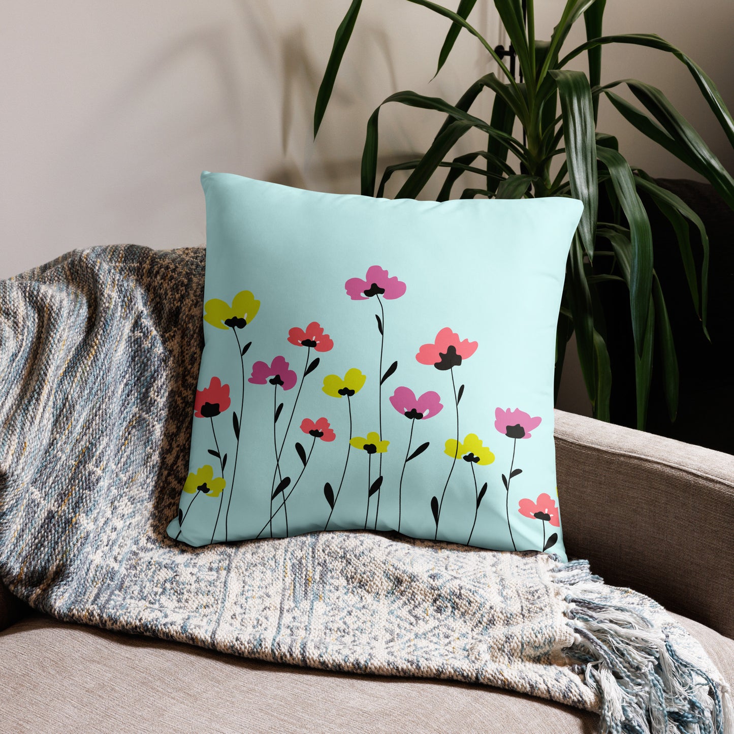 "Peace Be Still" Panda Flowers Accent Pillow - 2 Sizes