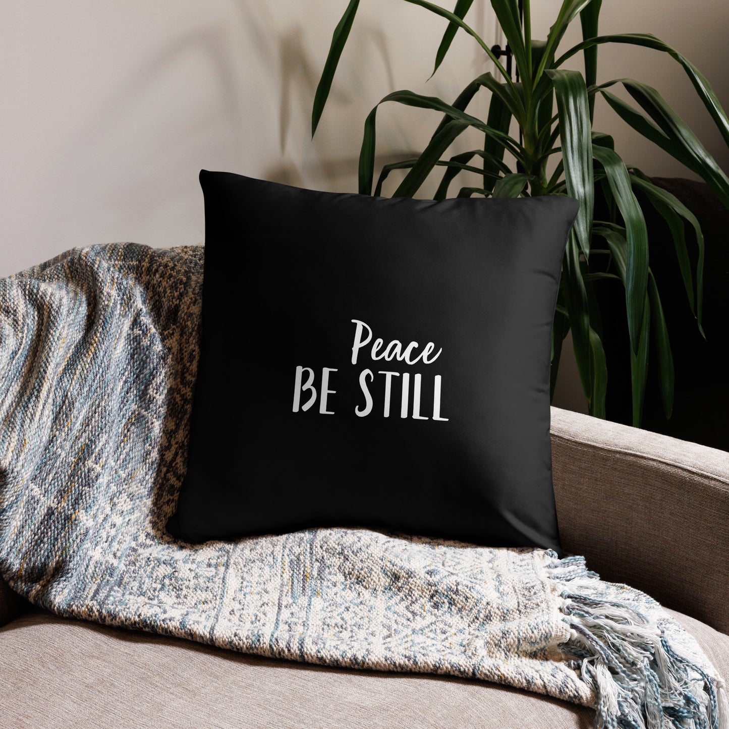 "Peace Be Still" B&W Accent Pillow - 2 Sizes